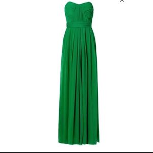 Badgley Mischka emerald green strapless gown Sz 4